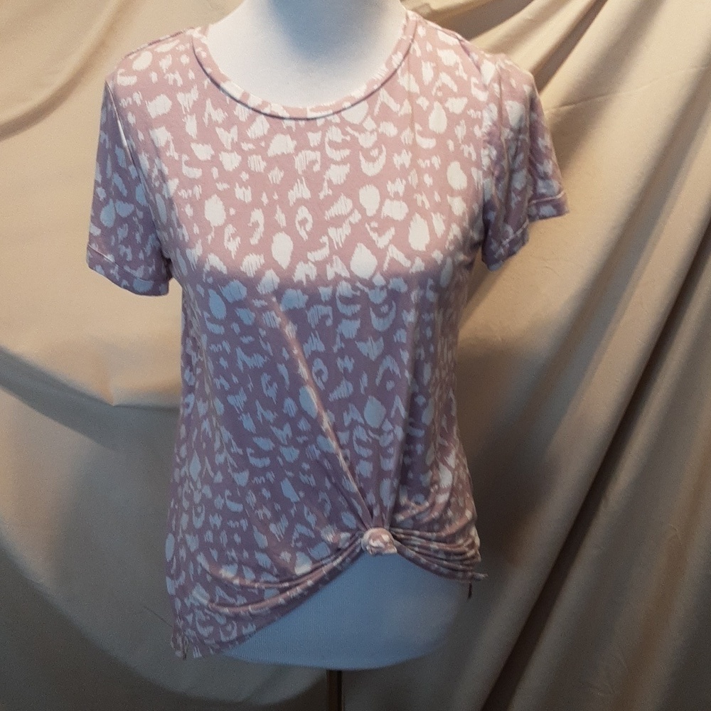 Ellen Tracy Blush Leopard Print Top SZ SM